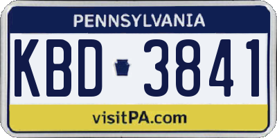 PA license plate KBD3841