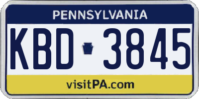 PA license plate KBD3845