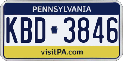 PA license plate KBD3846