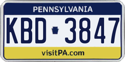 PA license plate KBD3847