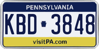 PA license plate KBD3848