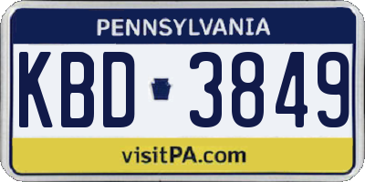 PA license plate KBD3849