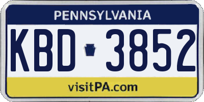 PA license plate KBD3852