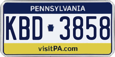 PA license plate KBD3858