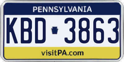 PA license plate KBD3863