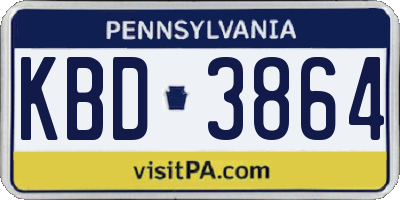 PA license plate KBD3864