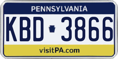 PA license plate KBD3866