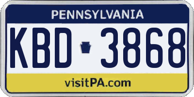 PA license plate KBD3868