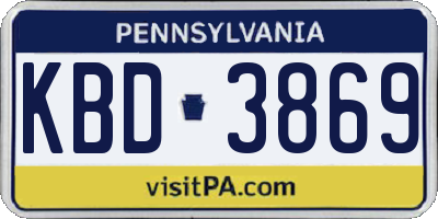 PA license plate KBD3869