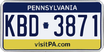 PA license plate KBD3871