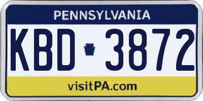 PA license plate KBD3872