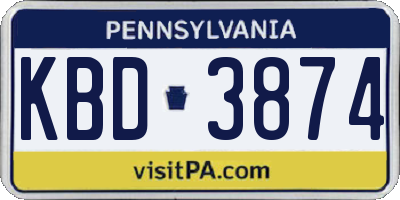PA license plate KBD3874
