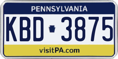 PA license plate KBD3875