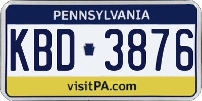 PA license plate KBD3876