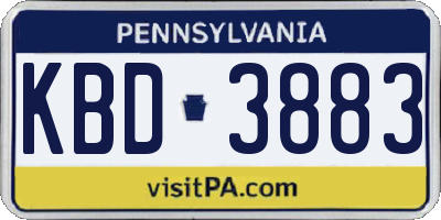 PA license plate KBD3883