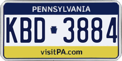 PA license plate KBD3884