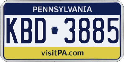 PA license plate KBD3885
