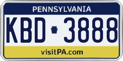 PA license plate KBD3888