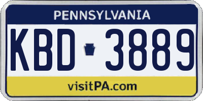 PA license plate KBD3889