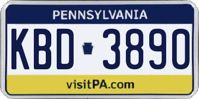 PA license plate KBD3890