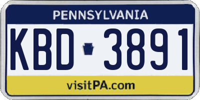PA license plate KBD3891