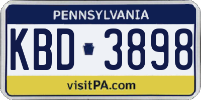 PA license plate KBD3898