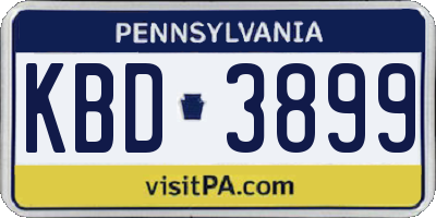 PA license plate KBD3899