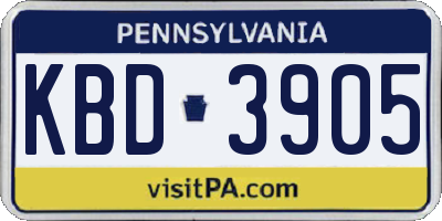 PA license plate KBD3905