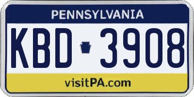 PA license plate KBD3908