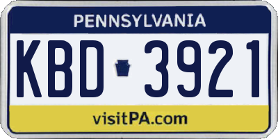 PA license plate KBD3921