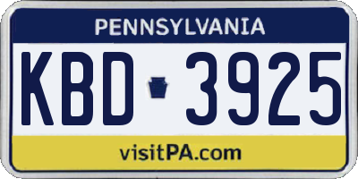 PA license plate KBD3925
