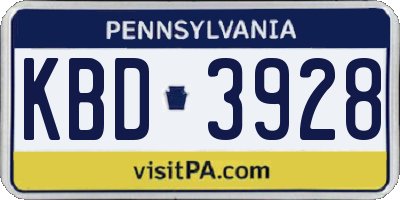 PA license plate KBD3928