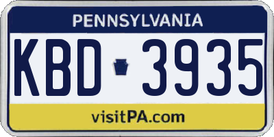 PA license plate KBD3935