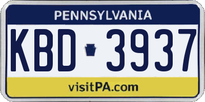 PA license plate KBD3937