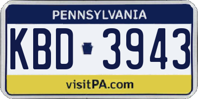 PA license plate KBD3943