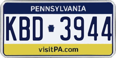 PA license plate KBD3944