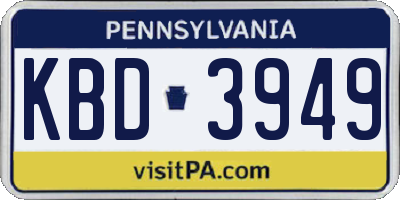 PA license plate KBD3949
