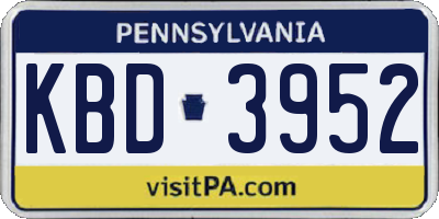 PA license plate KBD3952