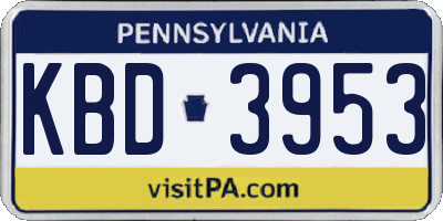 PA license plate KBD3953