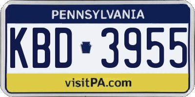 PA license plate KBD3955