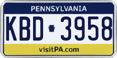 PA license plate KBD3958