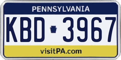 PA license plate KBD3967