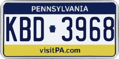 PA license plate KBD3968