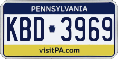 PA license plate KBD3969