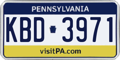 PA license plate KBD3971