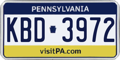 PA license plate KBD3972