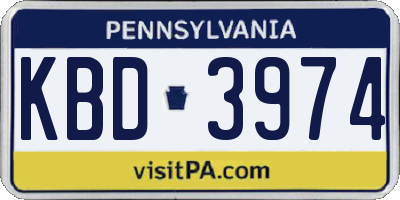 PA license plate KBD3974
