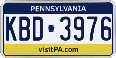 PA license plate KBD3976