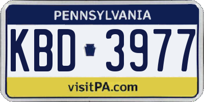 PA license plate KBD3977
