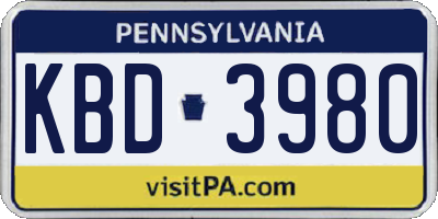 PA license plate KBD3980